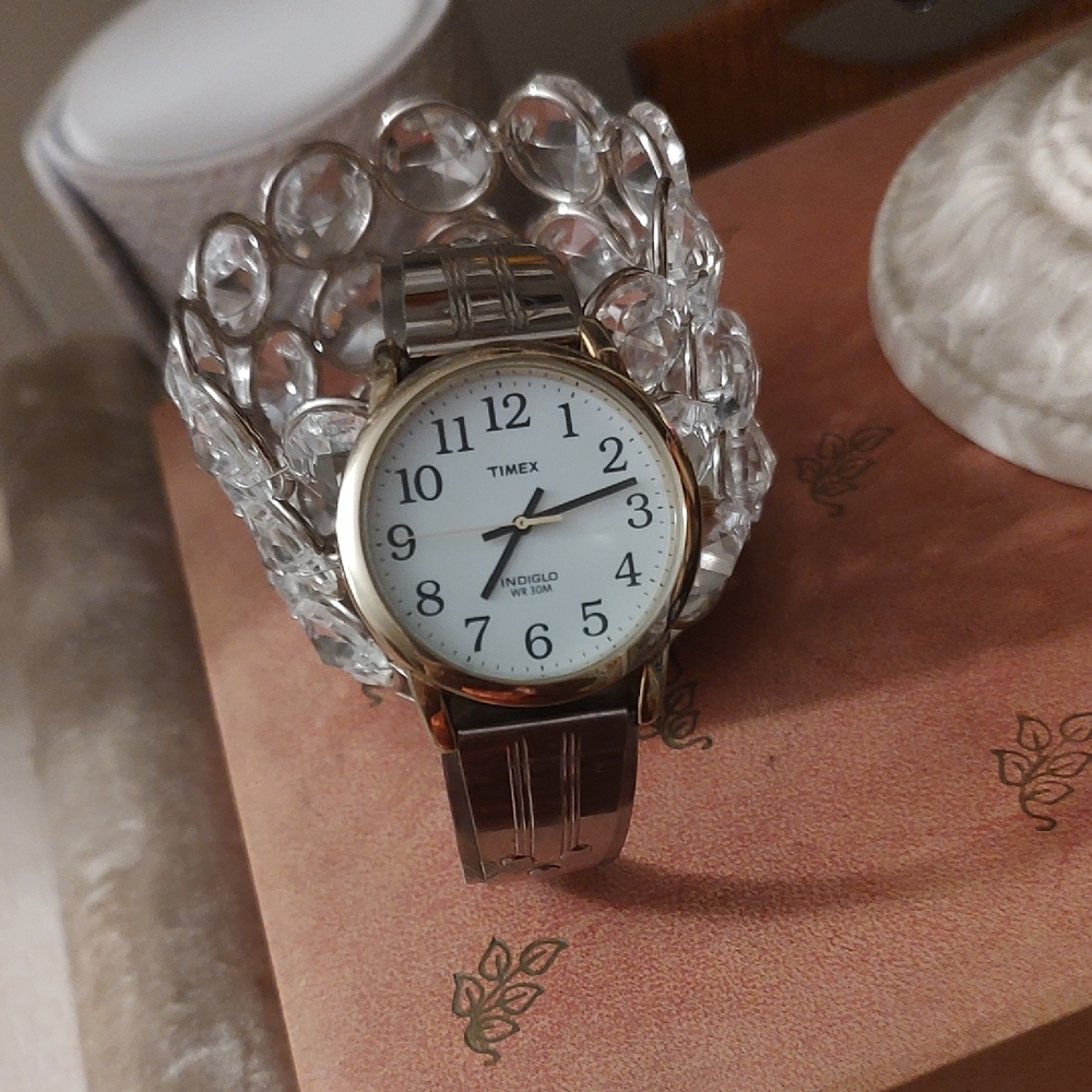 Vintage Don Juan Flatau Two-Tone Classic Stainless Steel Cuff  Indigo Face Timex